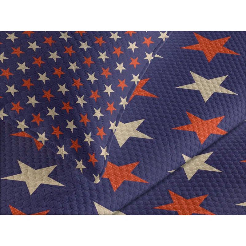 Ambesonne Ambesonne USA Bedspread Set Vintage Patriotic Colors Dark Blue Cream Red