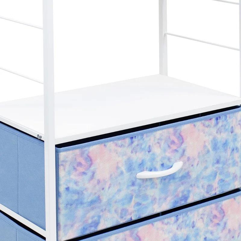 Sorbus Sorbus 2 Drawers and Shelves Nightstand with Steel Frame, Wood Top & Fabric Bins in Tie Dye Blue