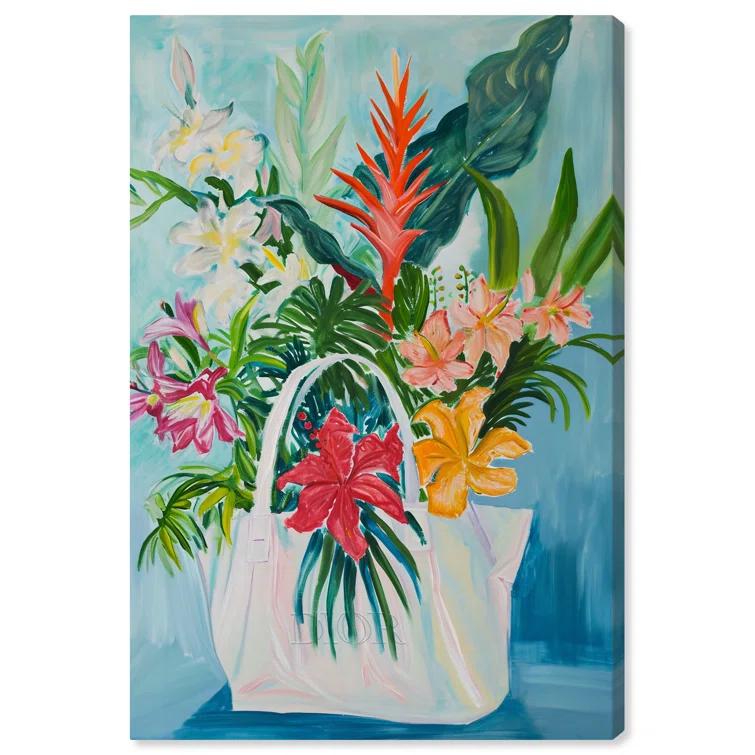 Art Remedy Art Remedy Tropical Flower Bag Framed Flowers In Vase Paintings 55517