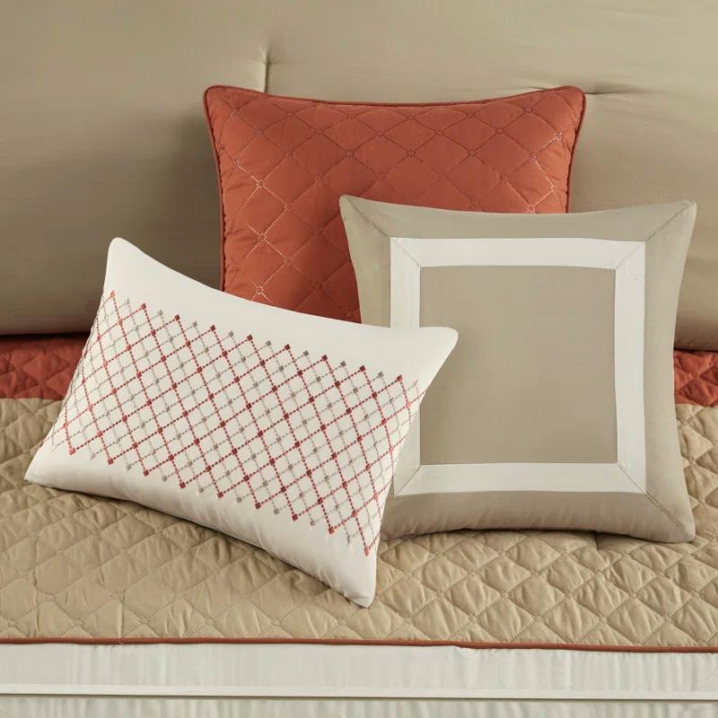 Madison Park Jenson 7 Piece Color Block Stripe Comforter Set with Throw Pillows