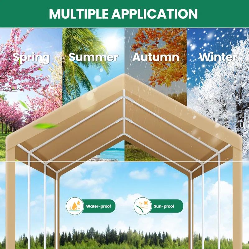 Cobizi Carport 10'x20' Heavy Duty Portable Garage, Upgraded Car Canopy