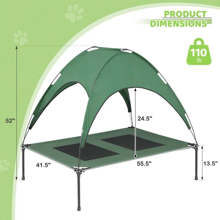 Tucker Murphy Pet™ Elevated Dog Bed With Canopy, Outdoor Dog Cot With Removable Canopy Shade Tent, Raised Pet Cot