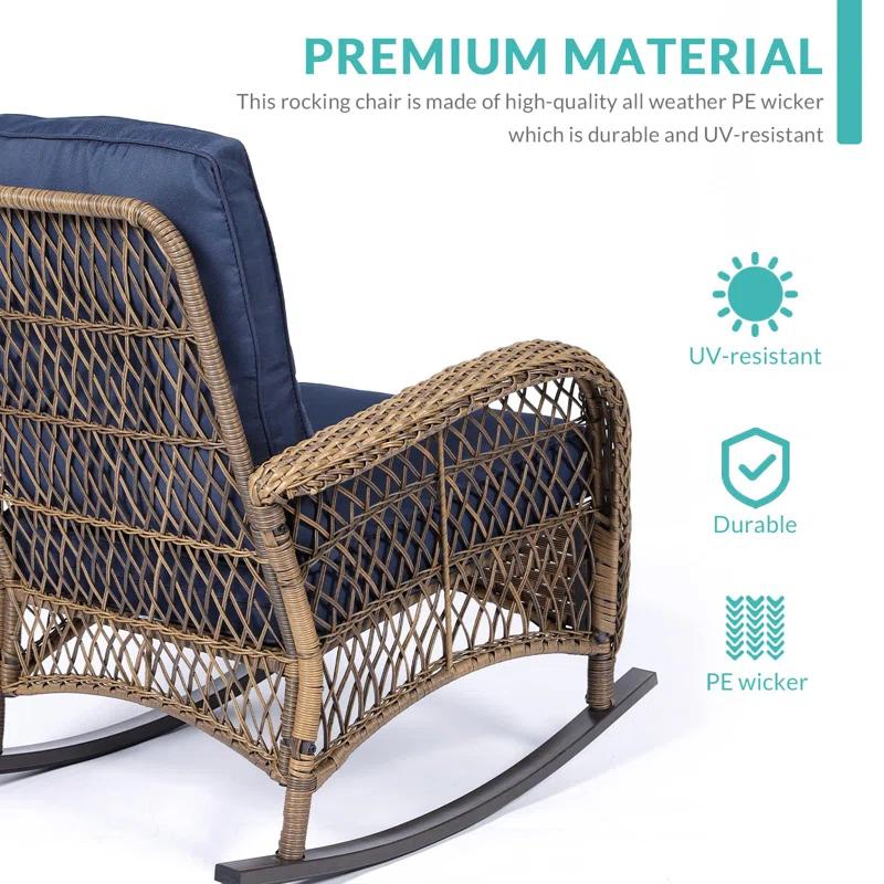 Bayou Breeze Outdoor Matina Rocking Wicker/Rattan Chair with Cushions (Set of 2)