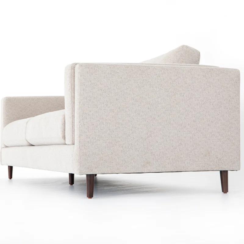 Elijah 92" Beige Fabric Sofa with Walnut Legs