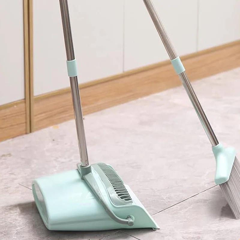 QUALITY FLOORING INC. Broom And Dustpan Set For Home, Broom With Dustpan Cleaning Teeth Combo Set, Indoor Sweep Broom, 55” Long Handle Broom For Office Home Kitchen Lobby Floor