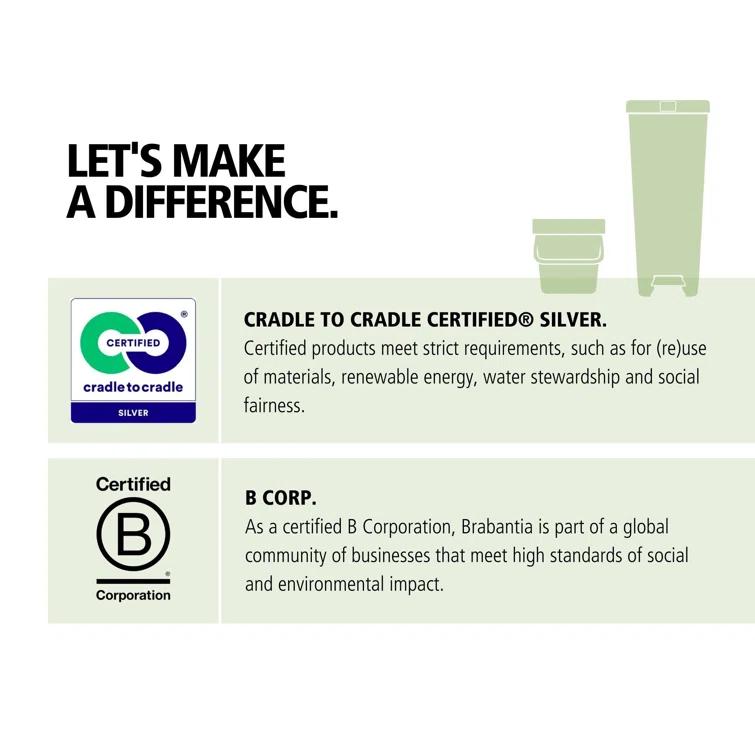 Brabantia Sort & Go 0.8 Gallon Plastic Odor Resistant Indoor Kitchen Composter