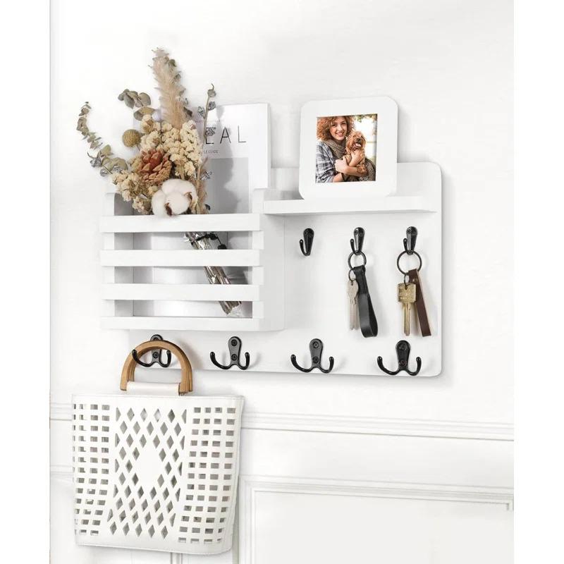 ENAMOST Mail Holder For Wall Mail Organizer With Key Hooks With Floating Shelf