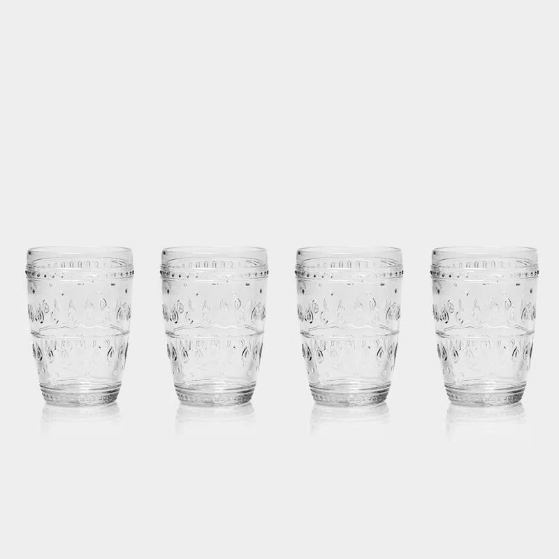 Euro Ceramica Fez Glassware 14oz Highball Glass Set (Set of 4)