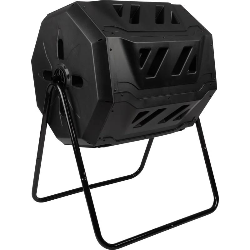 Pure Garden Compost Tumbler - 43Gal Compost Bin with Dual Chambers, 360-Degree Rotating Design, and Garden Gloves Included - Homesteading Supplies