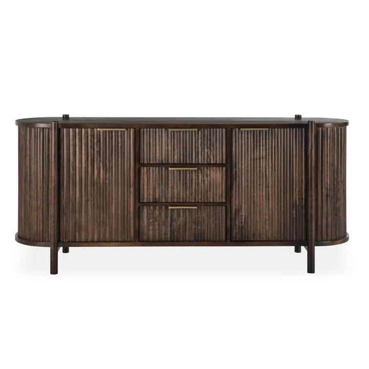 Redford 73" Dark Brown Mango Wood Mid-Century Modern Buffet Sideboard