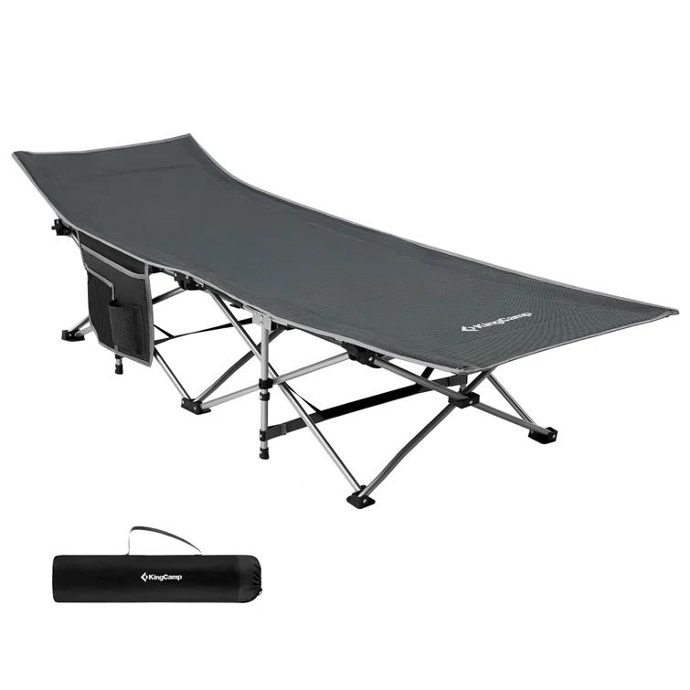 KingCamp Folding Portable Outdoor Camping Cot w/ Multi Layer Side Pocket | Wayfair