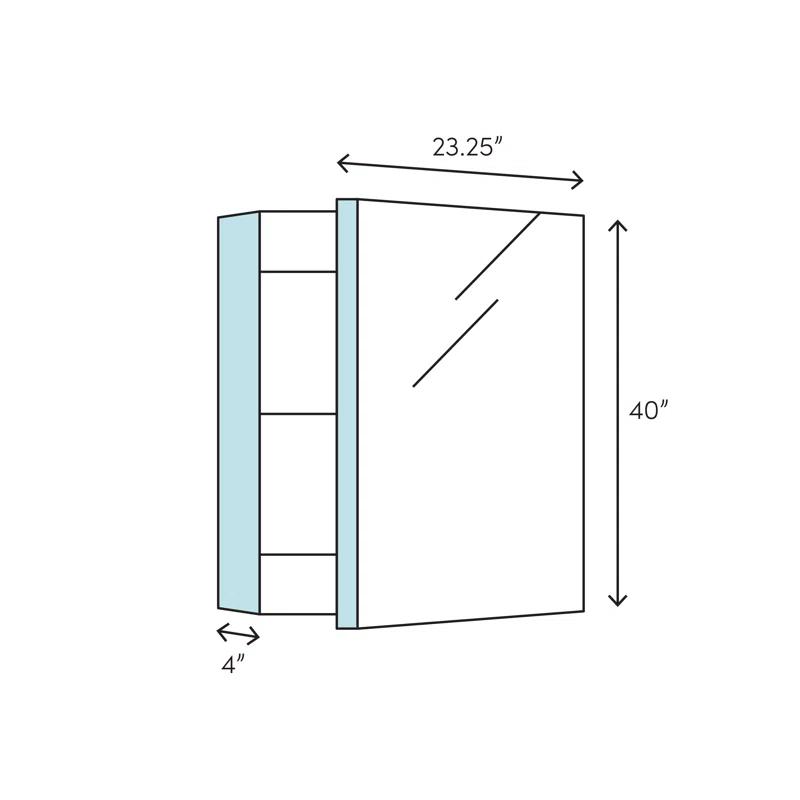 Robern AC2440D4P1L AiO Recessed Frameless Medicine Cabinet with 6 Adjustable Shelves and LED Lighting