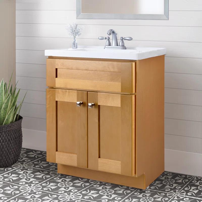 Latitude Run® Brookings 24 Inch Bathroom Vanity, Ready to Assemble, Solid Wood, Sherwin Williams® Gray – Design House, 587071