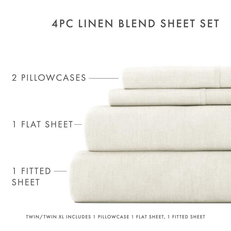 Linen Bamboo-Blend Breathable Luxury Bed Sheet Set
