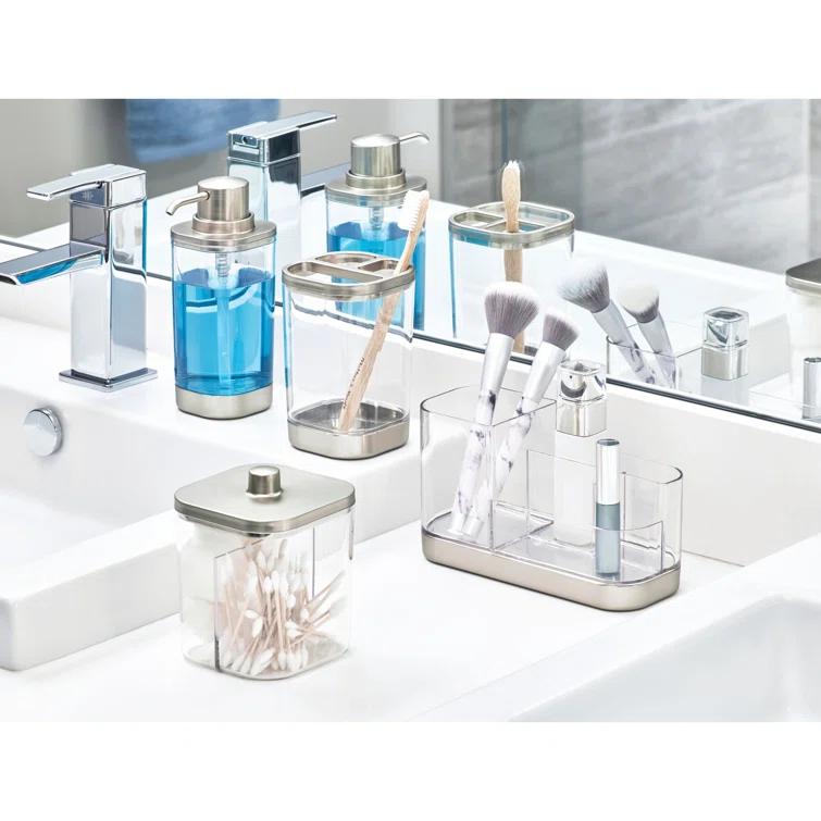 iDesign iDesign Hand Soap Dispenser - Refillable Liquid Soap Dispenser, Clear/Brushed Nickel