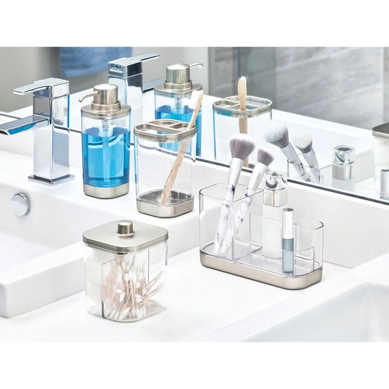 iDesign iDesign Hand Soap Dispenser - Refillable Liquid Soap Dispenser, Clear/Brushed Nickel