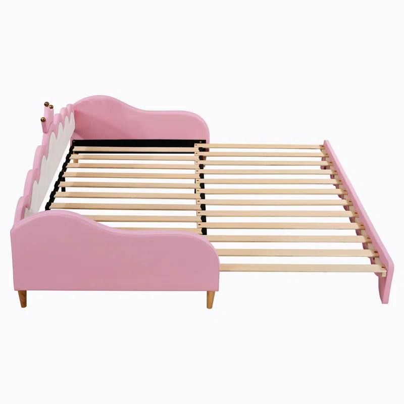 Twin Extending Daybed with LED Lights, Modern Upholstered Princess Daybed