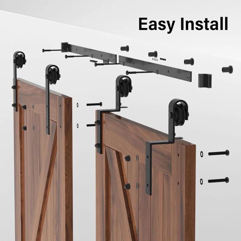 Lazio LAZ Single Bypass Double Door Barn Door Hardware Kit