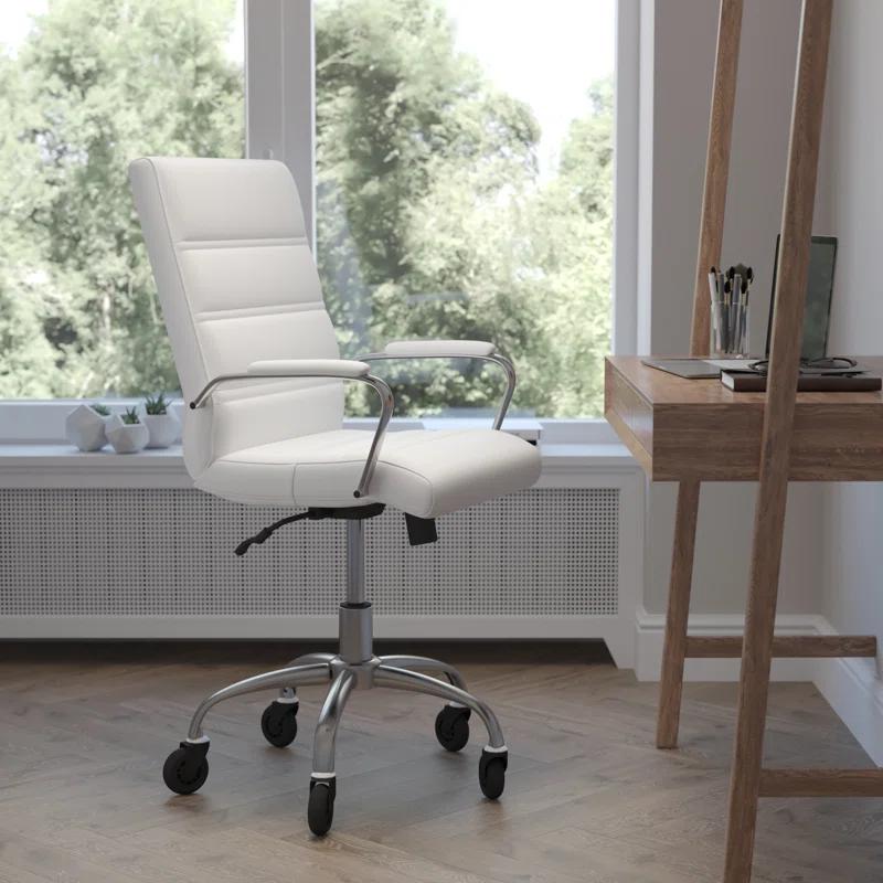 Flash Furniture Mid-Back Executive Swivel Office Chair with Arms, and Transparent Roller Wheels
