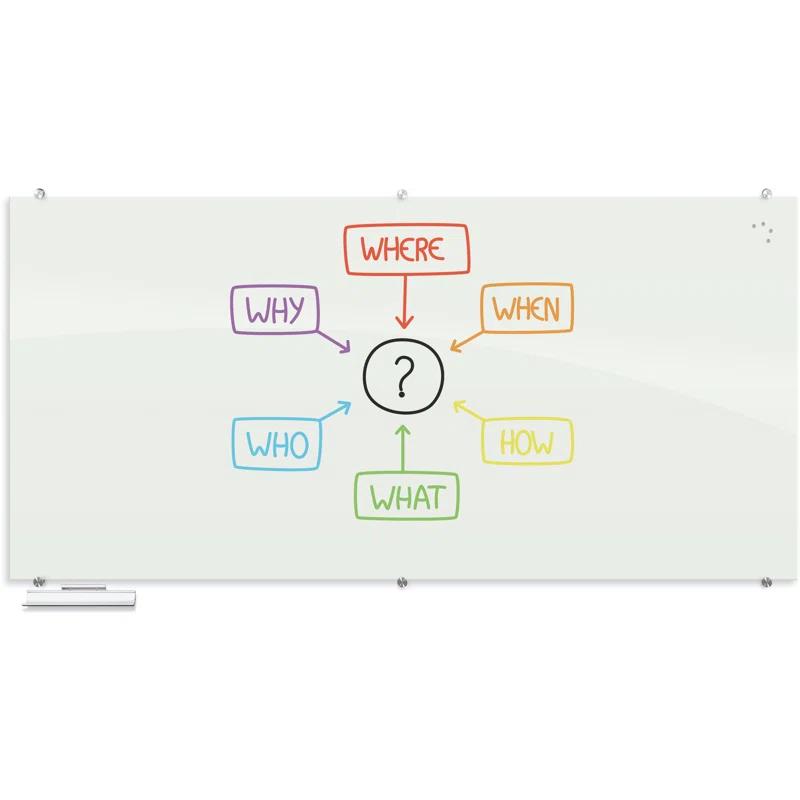 MooreCo Visionary Magnetic Wall Mounted Glass Dry Erase Board