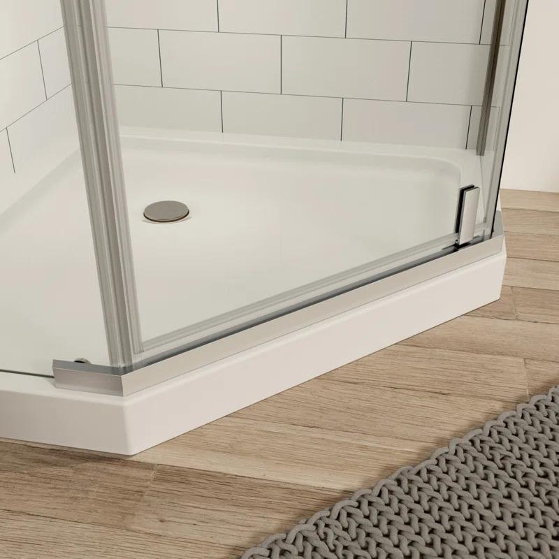 34.75"W x 72"H Swivel Shower Door with 1/4’ Tempered Glass, Frameless Shower Enclosure