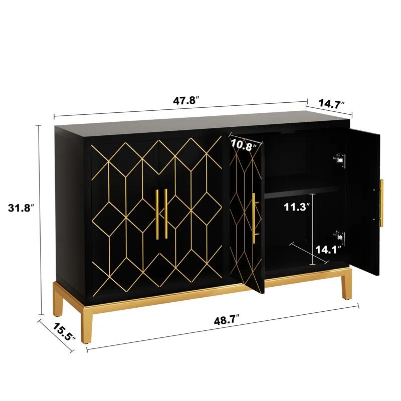 Dieks 48" Sideboard Storage Cabinet with Gold Trim