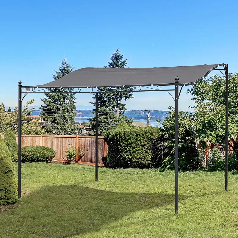 Outsunny Outsunny 10' x 10' Steel Outdoor Pergola Gazebo, Patio Canopy with Weather-Resistant Fabric and Drainage Holes