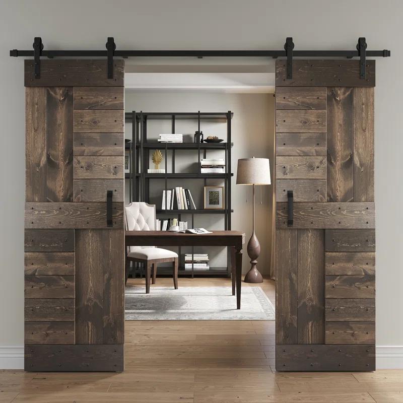 Coast Sequoia 84'' Solid Wood Paneled with Installation Hardware Kit Barn Door