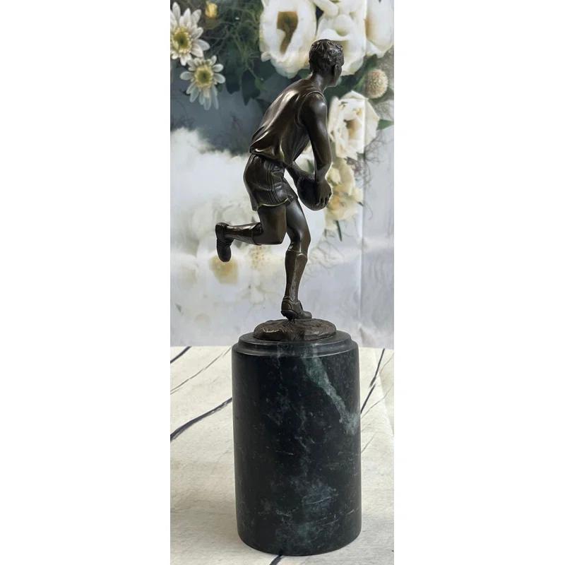 Red Barrel Studio® Bronze Statue Union League Rugby Football Player Trophy Sport Figurine Figure