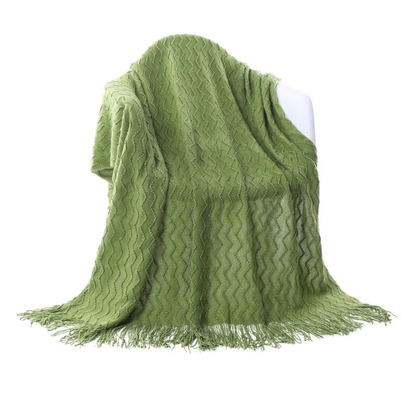 Battilo Home Throw Blanket for Couch, Textured Soft Throw Blankets, Decorative Knitted Blanket for Home Living Room Decor, 50"x60"