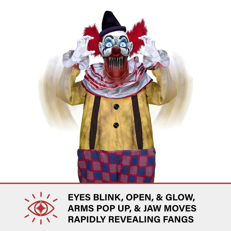 Haunted Hill Farm Puddin the Startling Arms Clown by Tekky, Talking Halloween, Plug-In or Battery