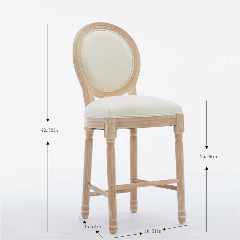 Rosdorf Park Solid Wood Bar stools Set of 2, Classic French Country Wooden Barstools with Upholstered Seating