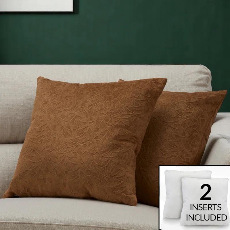 Monarch Specialties Inc. Pillows, Set Of 2, 18 X 18 Square, Insert Included, Accent, Sofa, Couch, Bedroom, Polyester (Set of 2)