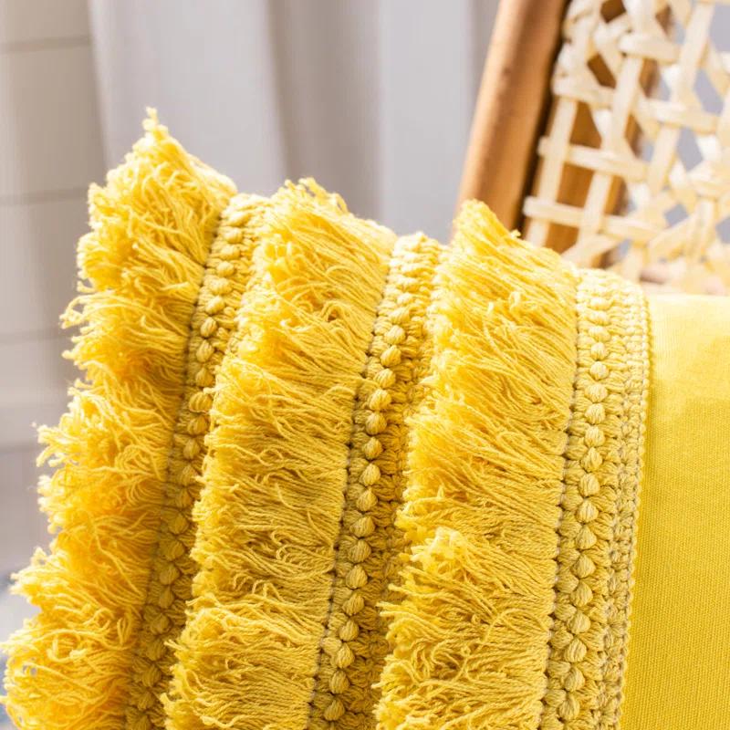 Fringed Cotton Throw Pillow