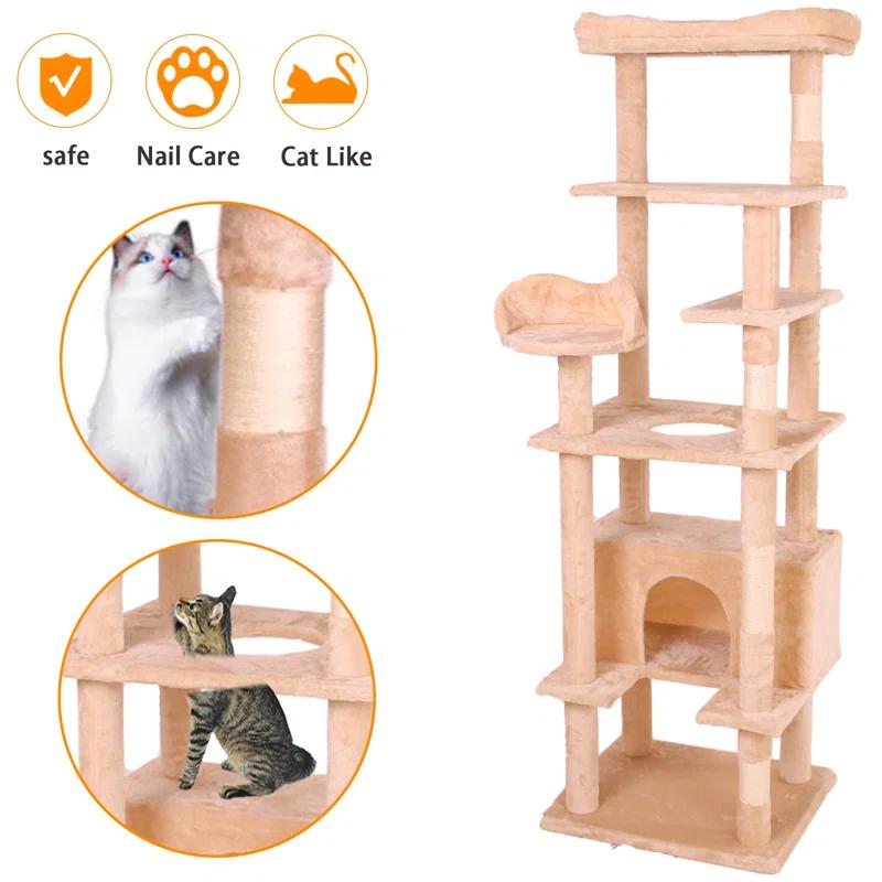 Archie & Oscar™ 71"Cat Climbing Tree Multi-Level Tall Cat Tower Beige