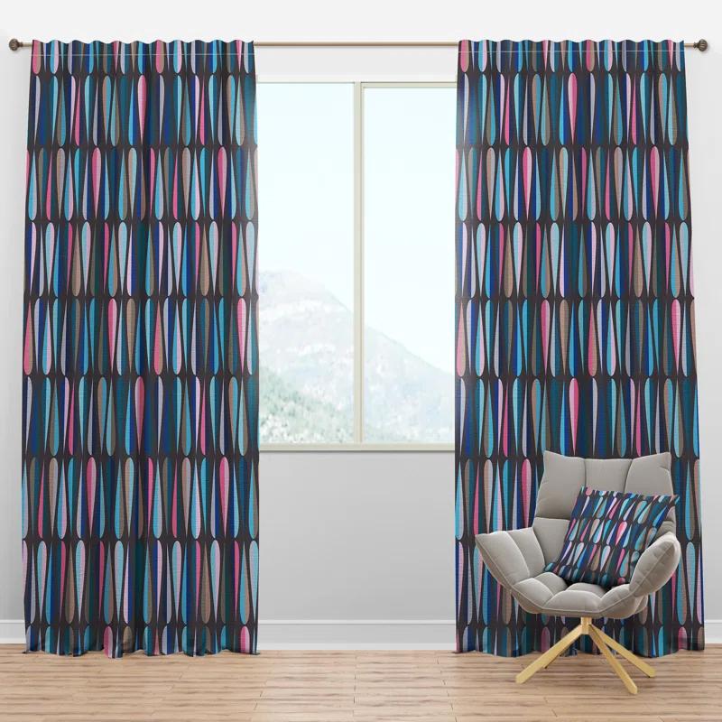 Design Art Retro Abstract Drops V - Mid-Century Curtain - Velvet Room darkening - 1 panel