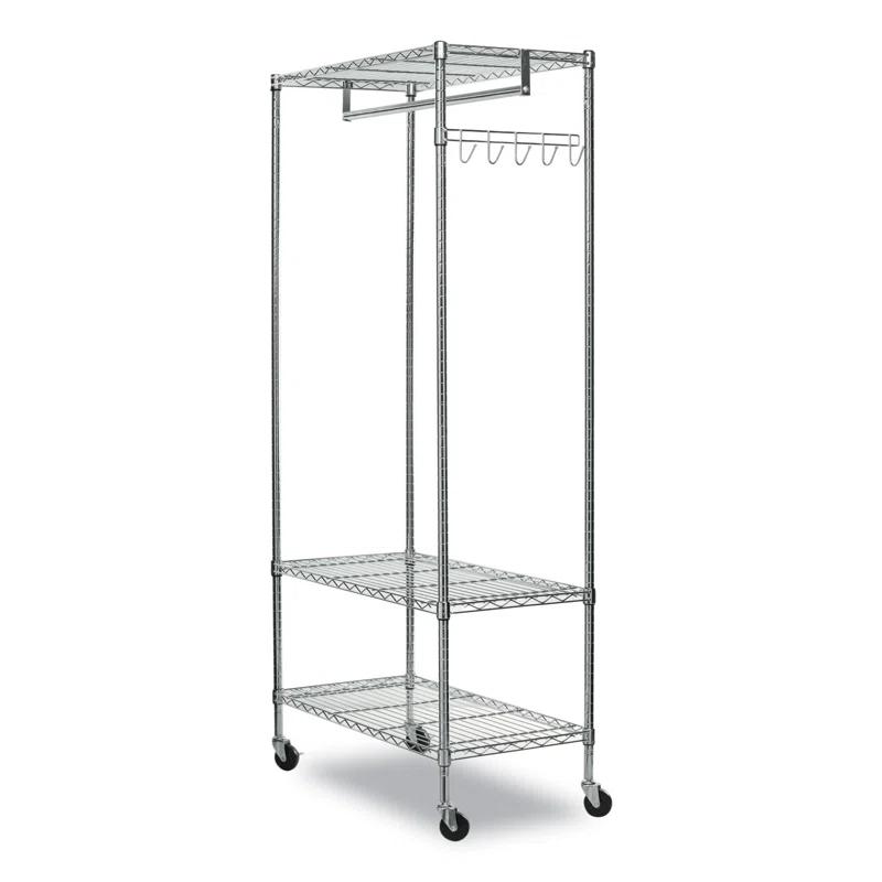 Alera® Wire Shelving Series Metal Rolling Clothing Rack
