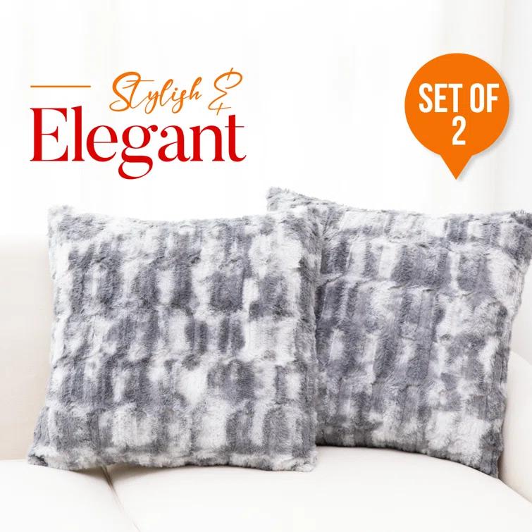 Cheer Collection Geometric Faux Fur Throw Pillow