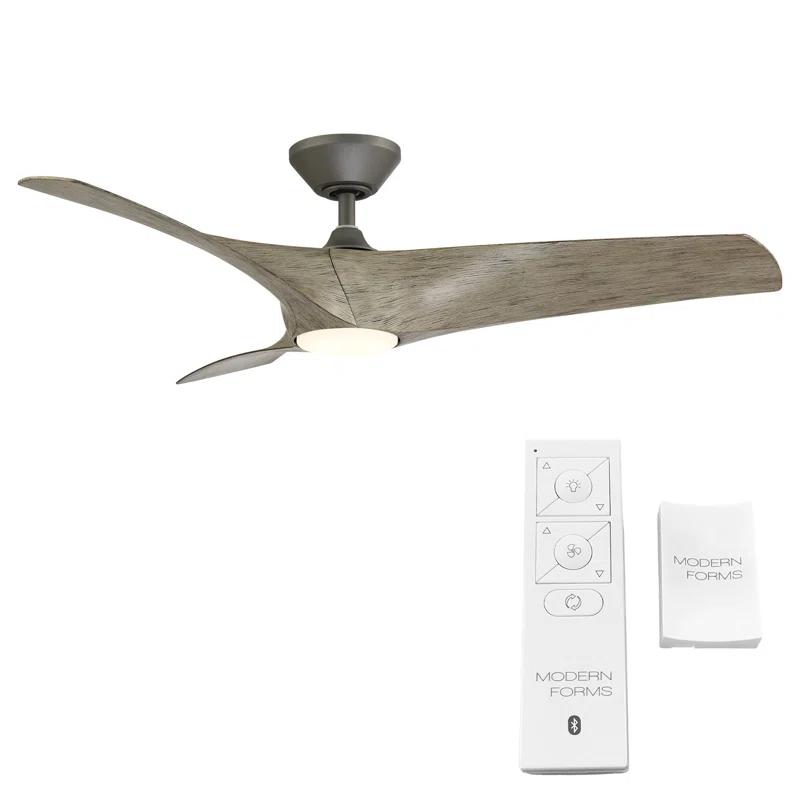 Modern Forms Zephyr 3 - Blade Outdoor/Indoor Smart Ceiling Fan with 2700K-3000K-4000K-5000K Selectable LED Light Kit and Remote Control Included