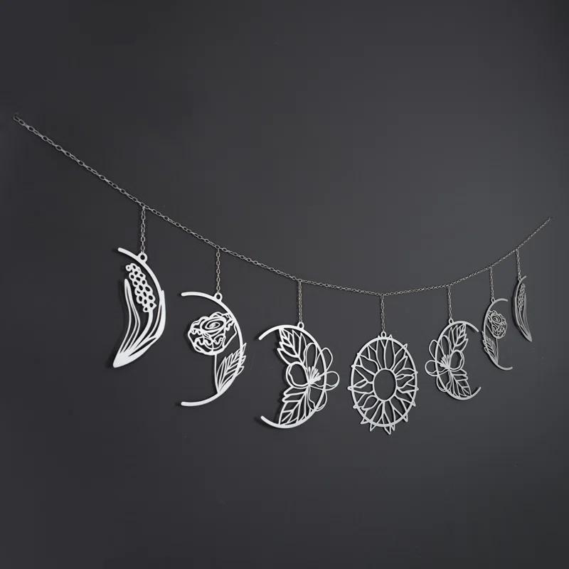 Floral Moon Phases Metal Wall Decor