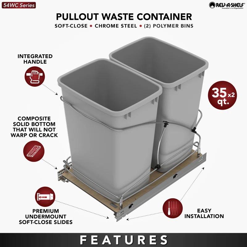 Rev-A-Shelf Rev-A-Shelf Double 27 qt. Pullout Trash Containers
