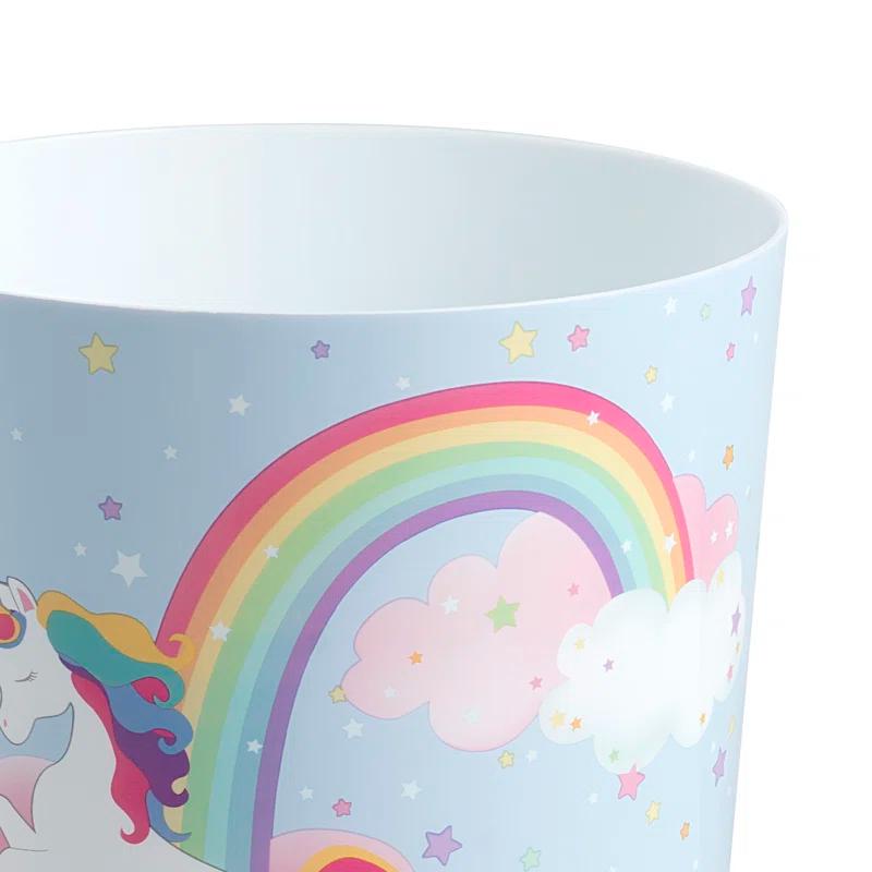 Zoomie Kids Unicorn And Rainbow Plastic Open Waste Basket - 1.56 Gallons