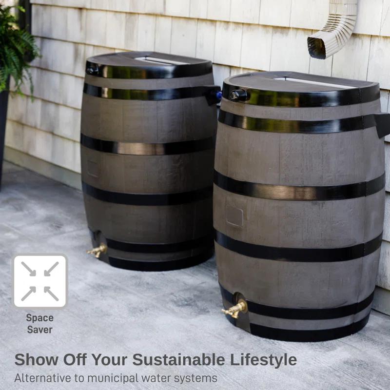 RTS Companies RTS Home Accents 50 Gallon Flat Back Rain Barrel