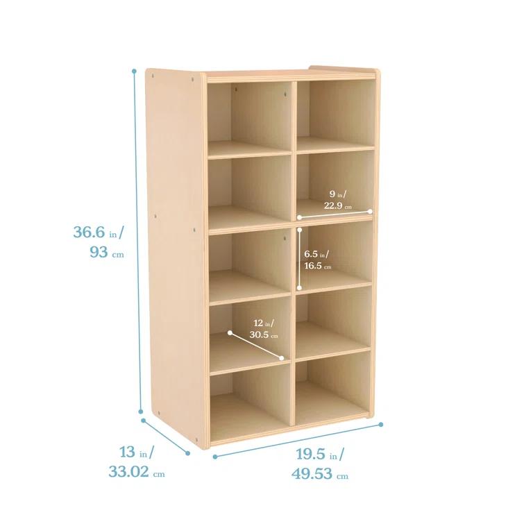ECR4Kids ECR4Kids Streamline 10 Cubby Tray Cabinet 5x2, Classroom Furniture