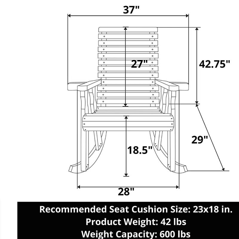 Amish Casual Heavy Duty 600 Lb Roll Back Treated Rocking Chair, Cupholders