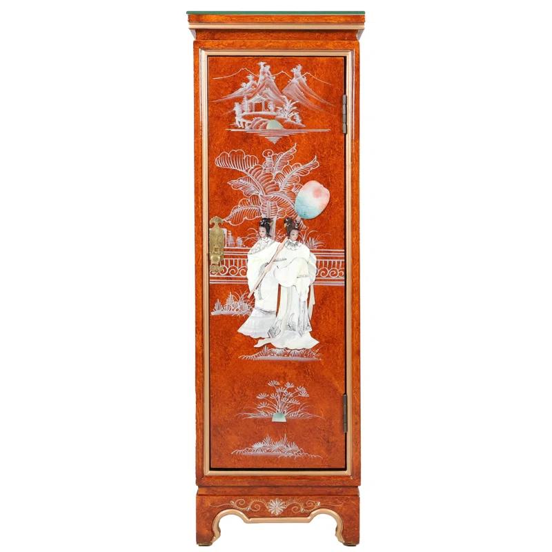 Bloomsbury Market Oriental lacquer Pedestal With Inlaid Mother of Pearl