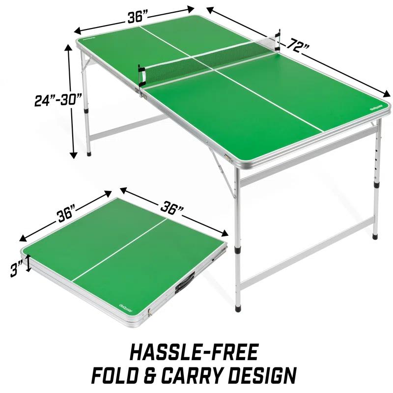 GoSports GoSports Foldable Indoor/Outdoor Table Tennis Table with Paddles and Balls - 6 x 3 ft