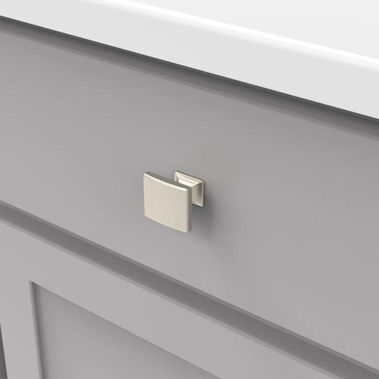 Hickory Hardware Forge Collection Rectangular Knob - 1-7/16" x 1-1/4 " Cabinet Knob Satin Nickel - Farmhouse Hardware for Drawers & Cabinets (Set of 10)