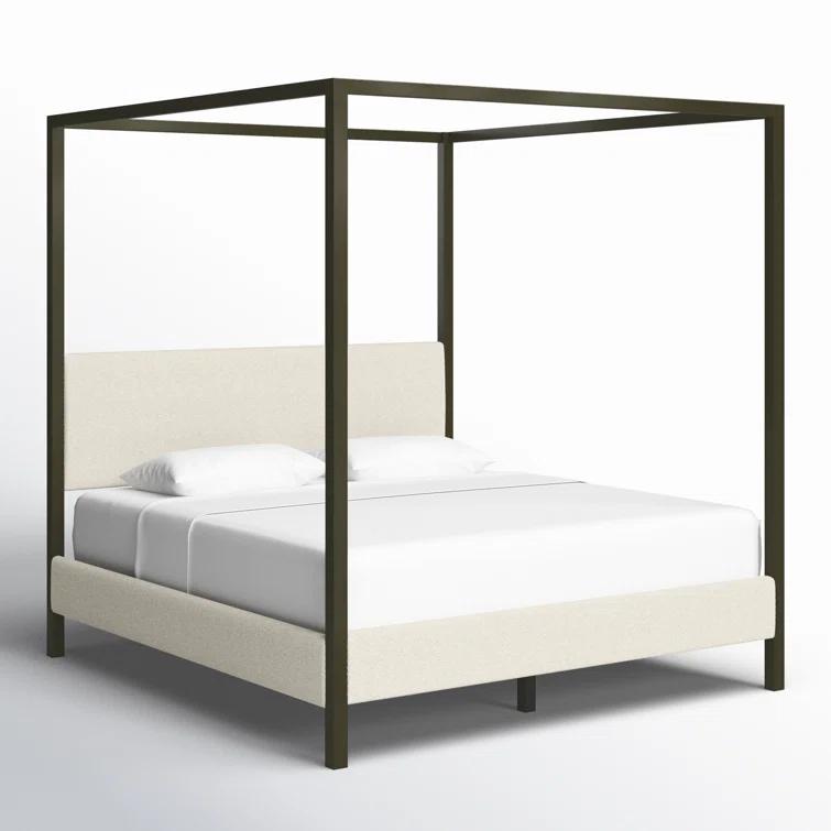 Joss & Main Sybill Vanilla Upholstered Canopy Bed