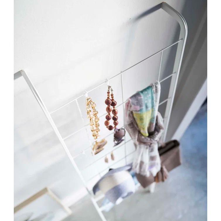 Tower Yamazaki Home Grid-Panel Leaning Ladder, Modern Storage Rack For Bedroom Or Bathroom, Steel